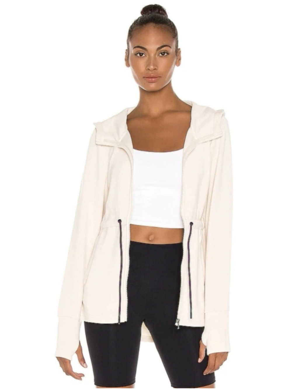 Varley Sofia Hooded Full Zip Jacket White Medium